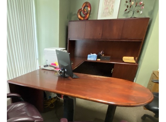 Large Cherrywood Work Station With Storage And Desk