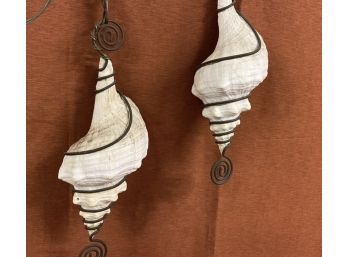 Large 15 Inch Mid Century Pendant Lights Made From Real Conch Shells