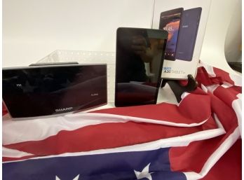 3x5 Foot Flag, Electronic Tablet, Sharp Alarm Clock
