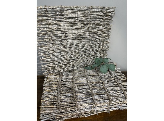 Set Of 8 Organic ( Sticks) Placemats, Hints Of Silver And Gold