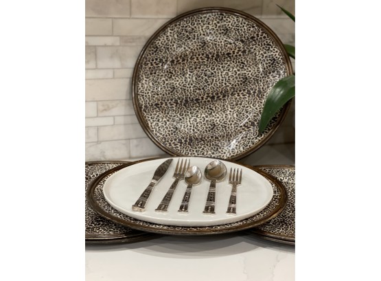 Fabulous Cheetah Chargers, Festive And Hip!  Set Of 6