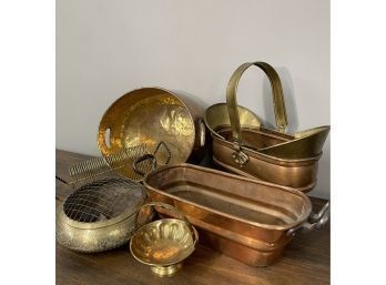 Brass Copper Vessel Lot. Six Piece