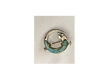 Turquoise & Silver Gecko Pendant / Brooch