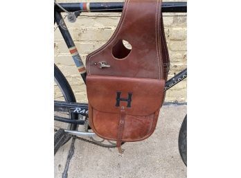 Vintage Leather Saddle Bags Marked With H