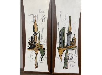 Mid Century Modern KOVAK Wood Panels Pair - 8 X 21