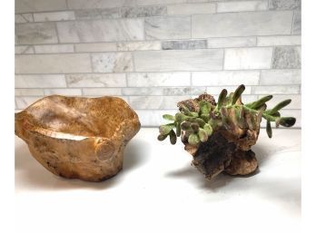 Lovely Organic Root Bowl And Tabletop Sculpture Piece