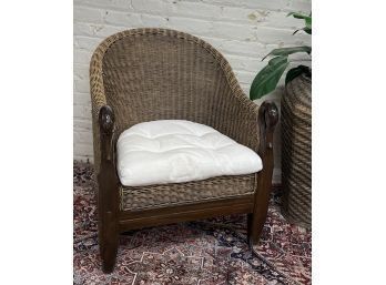 High End Wood And Rattan Side Chair  With Carved Wood Duck Arms #2