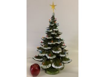 Large Ceramic Flocked Light Up Christmas Tree #2