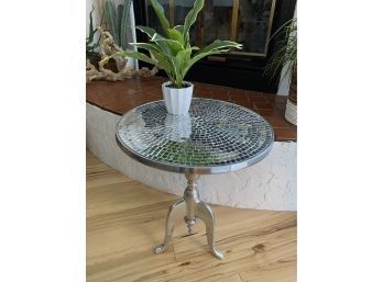 Small Side Table With Mirrored Mosaic Top