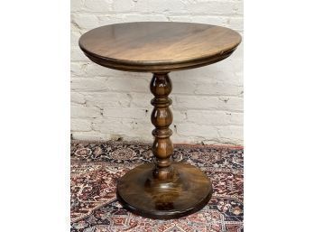 Solid Wood Side Table With Turned Wood Base, Versatile And Functional.