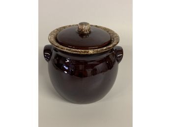 Hull Pottery USA Brown Drip Bean Pot /crock With Lid