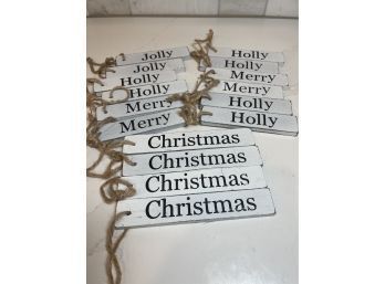 Merry, Holly, Jolly , Christmas- Wood Tags