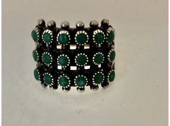 Sterling Silver And Turquoise Three Row Ring Size 8.5 - 9