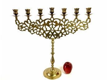 Antique Large Solid  Brass 7 Branched Brass Menorah  19 X 24