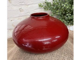 Bright Red Ceramic Vessel/vase.  Made In Germany