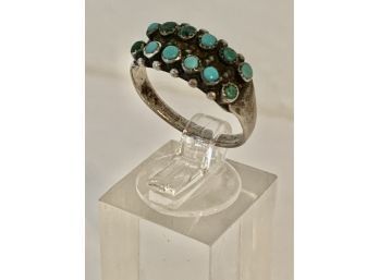 Sterling Silver-and Turquoise Ring  Size 6.5 - 7