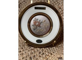 Collectible Chokin Art Collection Plate 'Happy Birthday' 24 KT Gold Rim
