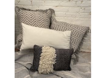 Designer Pillows, Woven Herringbone Wool With Fringe And More.