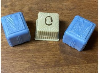 Three Vintage Plastic And Velvet Ring Cases