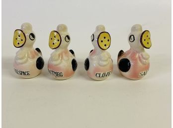 Four Sweet Duck Spice Shakers Made In Japan