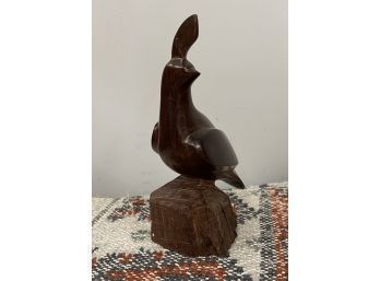 Charming Carved Iron Wood Quail.  Approx 8.5 High X 6 Wide