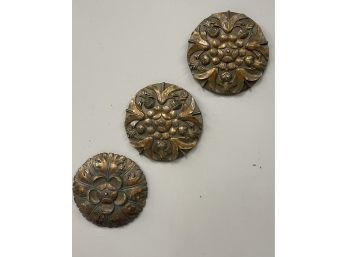 Trio Of Caved Copper/ Mixed Metal Dimensional Plaques