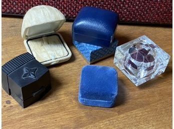 Six Misc Velvet And Plastic Ring Boxes