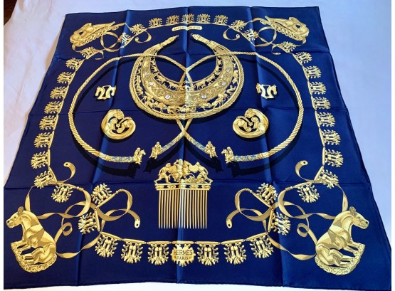 Hermes Scarf  Les Cavaliers D'or Approx. 35 X 35