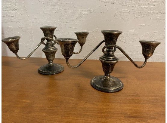 La Pierre Weighted Sterling Candle Holders  #8. 6x11 Inches