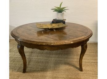 Fabulous French Round Wood Coffee / Cocktail Table 41.5 X 18.5 Inches