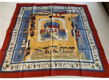 Hermes Scarf Retour A La Terre By Oliver Dumas Approx. 34 X 34 Inches