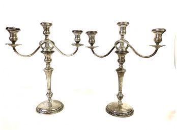 Pair Of Beautiful Sterling Silver Candlesticks 15.5 X 13.5 Inches