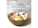 Mango Wood Bowl With Vibrant Bird Motif, Opal House