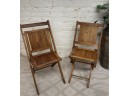 Vintage Wood Folding Chairs, Set Of 2