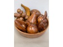 Hand Carved Fruit With Mid Century Modern Carved Fruit Ensemble