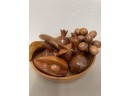 Hand Carved Fruit With Mid Century Modern Carved Fruit Ensemble