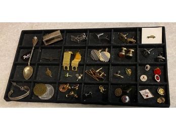 Tray Of Assorted Jewelry, Cuff Links And More Includes Tray