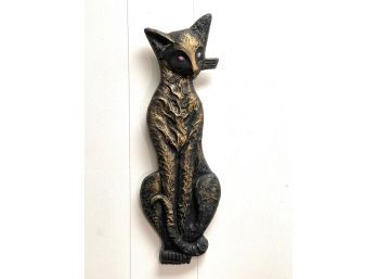 Mid Century Modern Chalkware  Siamese Cat/wall Figurine.   23 Inches High