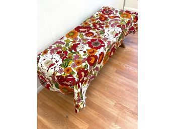Mid Century Modern Bright Floral Textile,  Vibrant Red,green Orange And Pink