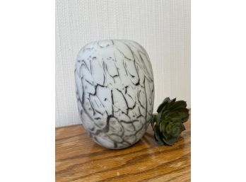 Black And White Art Glass Vase, Crisp And Bold