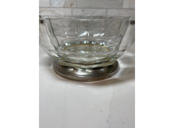 Fabulous Thick Cut Glass Serving Bowl- Made In Italy
