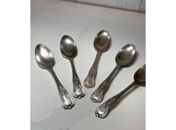 Vintage Silverware: R. Wallace SSCC, Ornate And Heavy, 5 Soup Spoons