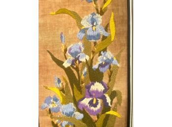 Amazing Vintage Crewel Embroideredry- Blue/Lavender Irises