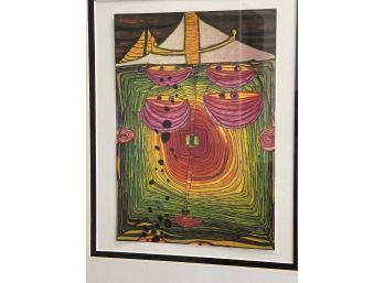 MCM Artist Hundertwasser, Framed Artworks. 'rising At Noon', 1965