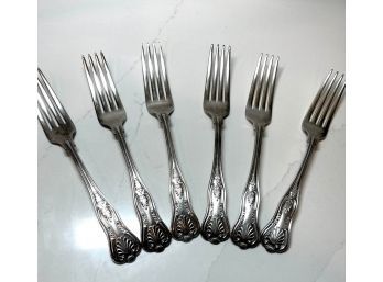 Vintage Silverware: R. Wallace SSCC, Ornate And Heavy Six Dinner Forks