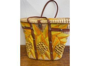 Vintage Woven Embroidered Acapulco Basket X LARGE