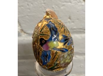 Exquisite Enameled Copper Egg, Faberge Inspired