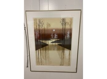 Pencil Signed Inland Cove Mid Century Print