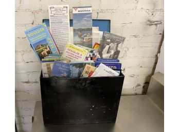 Old Metal Box Filled With Vintage Road Maps