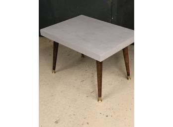 Mid Century Modern Side Table With Tapered Walnut Legs